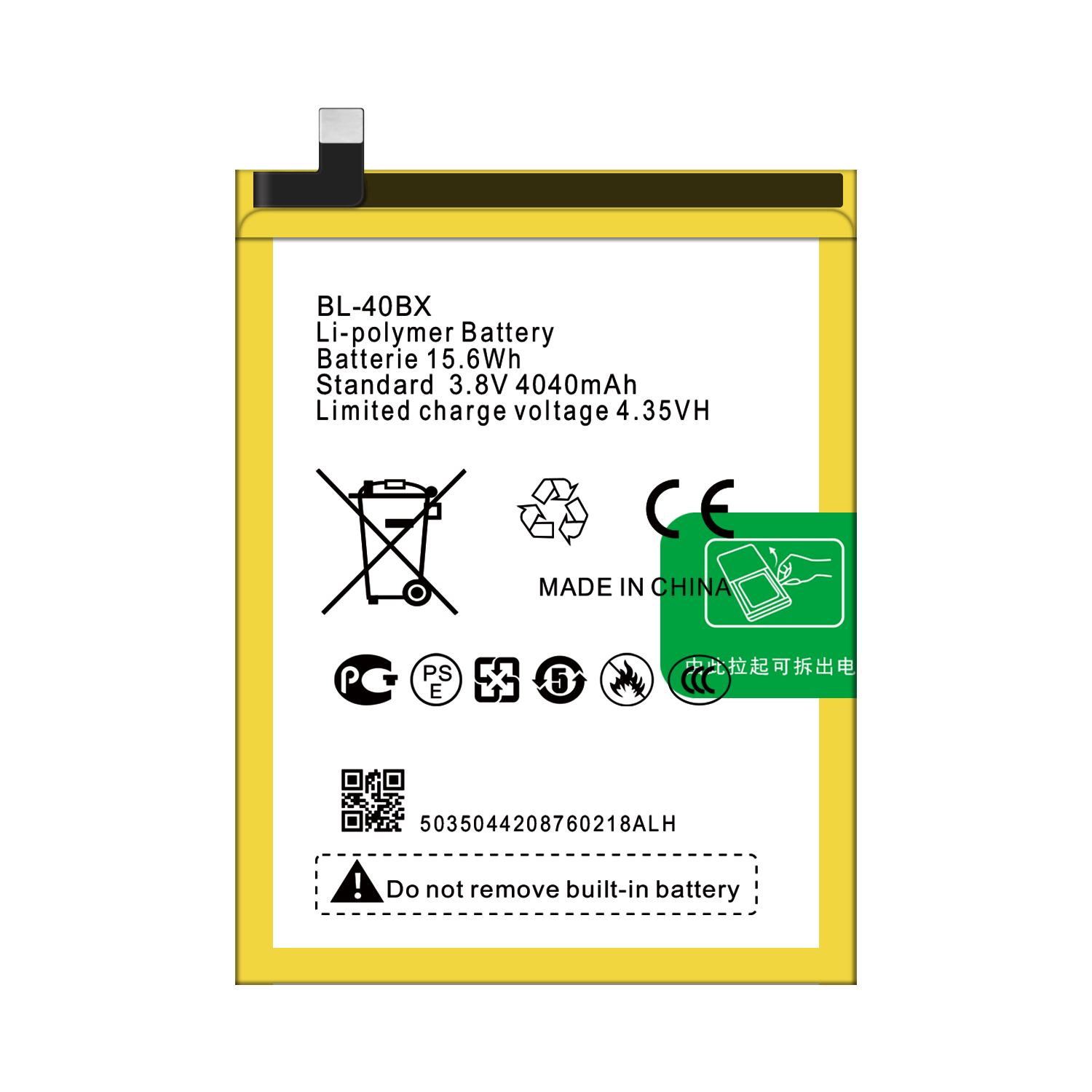 BL-40BX Battery Replacement for Infinix Note 2 X600 3.8V 4040mAh Superior Performance