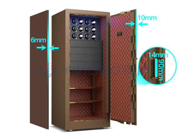 Double Alarm Solid Steel Jewelry Watch Winder Safes With 7 Open Ways