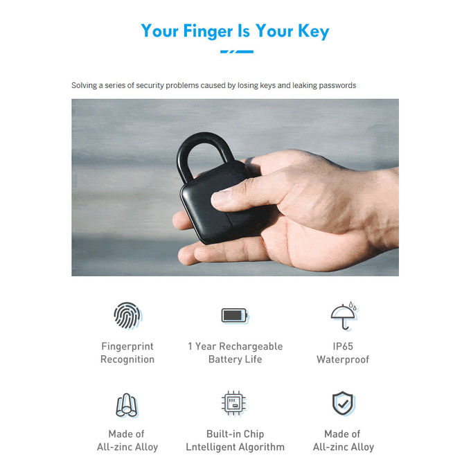 Hidden Fingerprint Suitcase Digital Smart Door Lock Long Standby Time