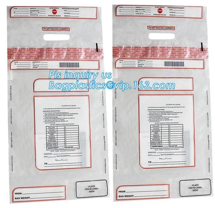 Security plastic bag with adhesive tape for cash, plastic money bag, Security Money Cash Bag For Airport/Bank and police