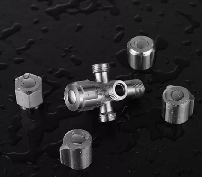 Bathroom Faucet Spout Feature With Diverter Chrome Plated Angle Valve For Faucet Fittings