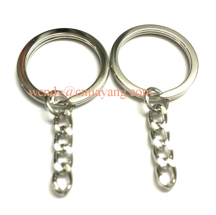 Jiayang Silver Iron Split Key Chain Ring W/ 25mm Chain And Screw