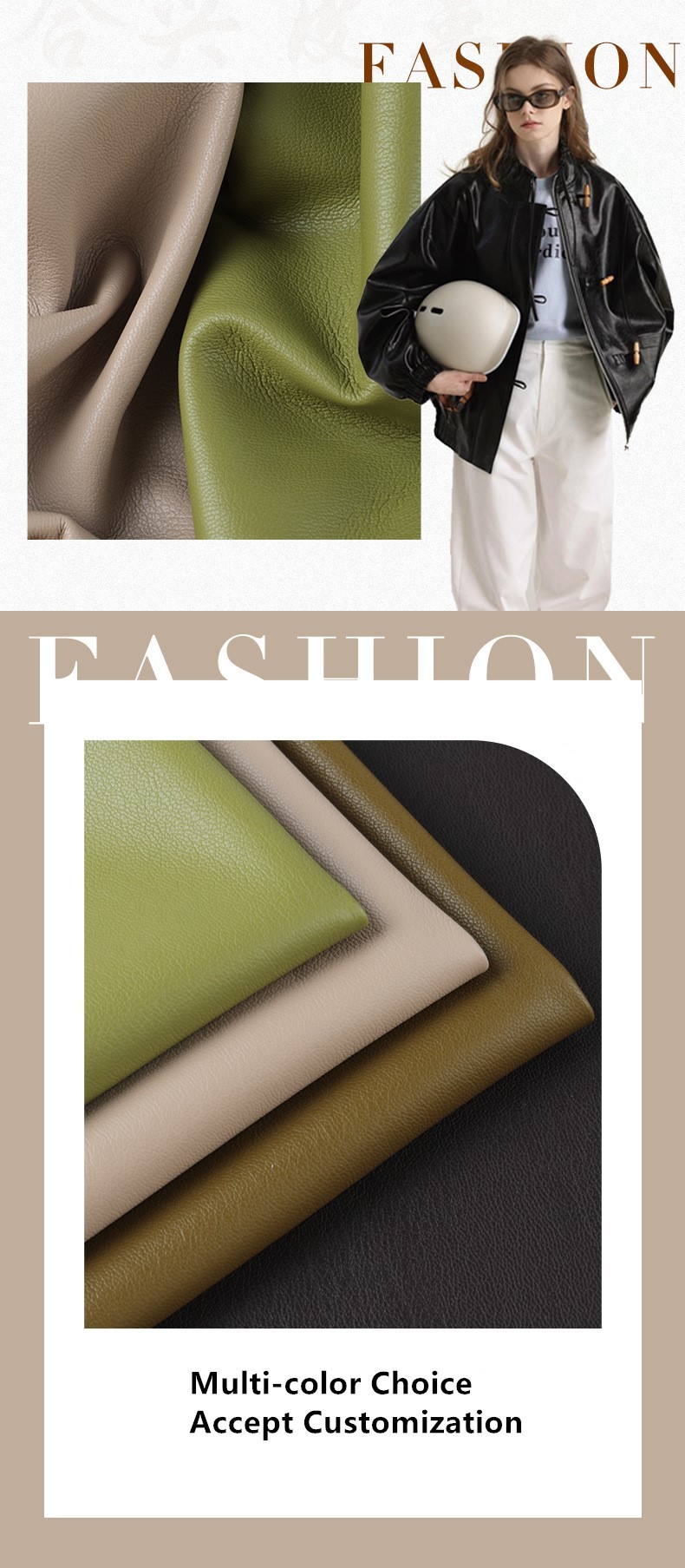 Suede Lychee Faux Leather PU Leather For Garments Smooth Handfeel