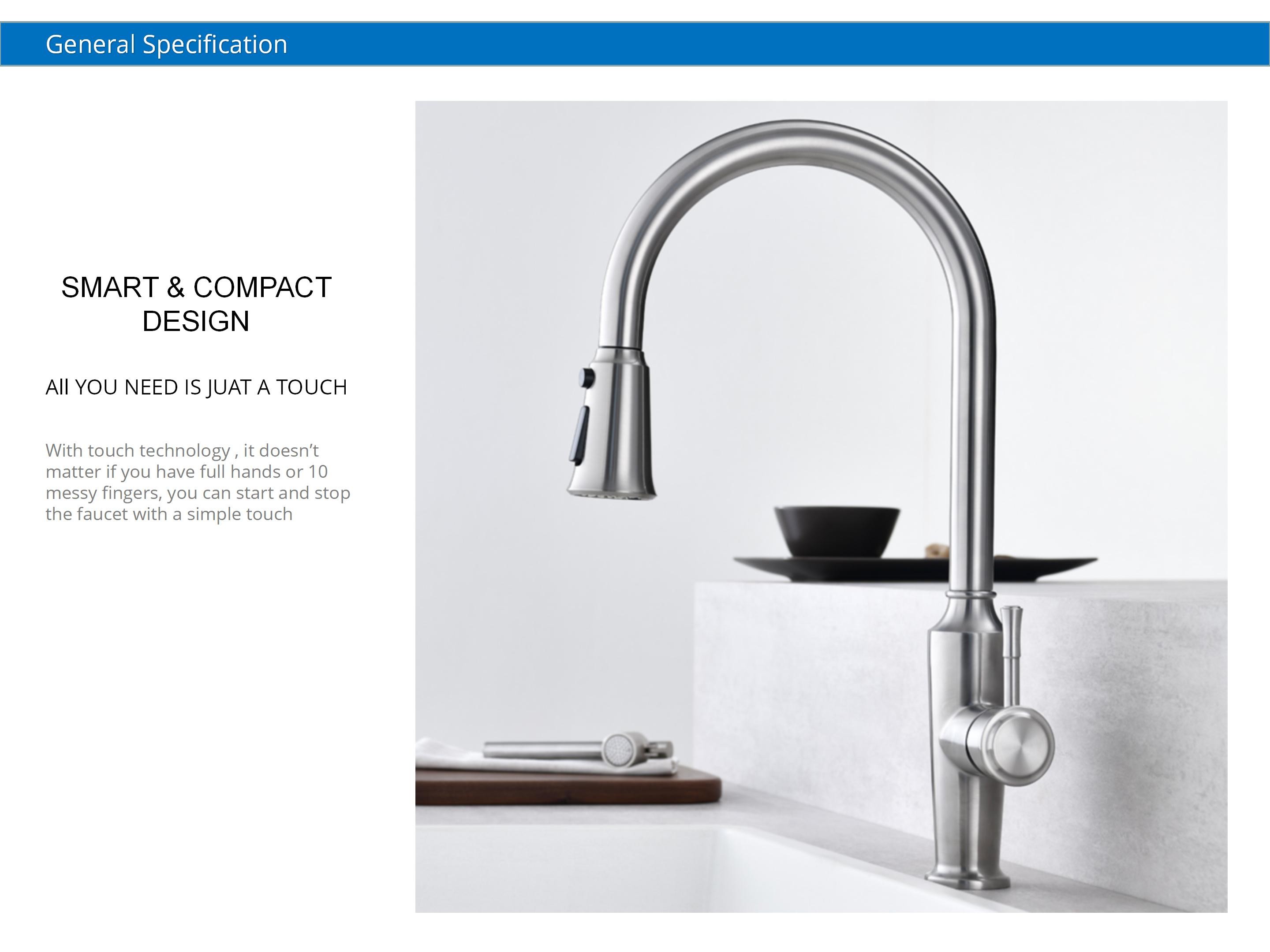 High Arch PEX Hose Touch Free Kitchen Faucet OEM Moveable Sink Tap