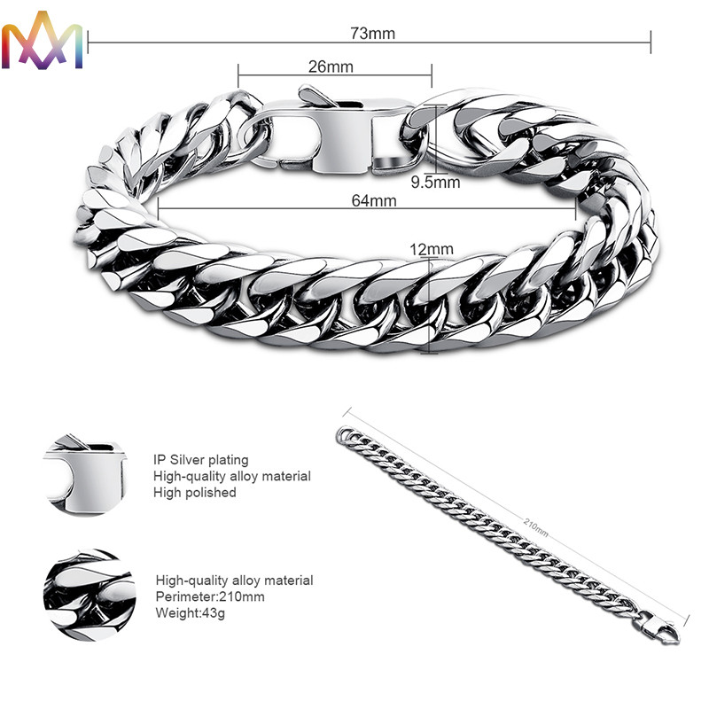 Mens ID 64MM 67MM Engraved Wide Curb Chain Bracelet