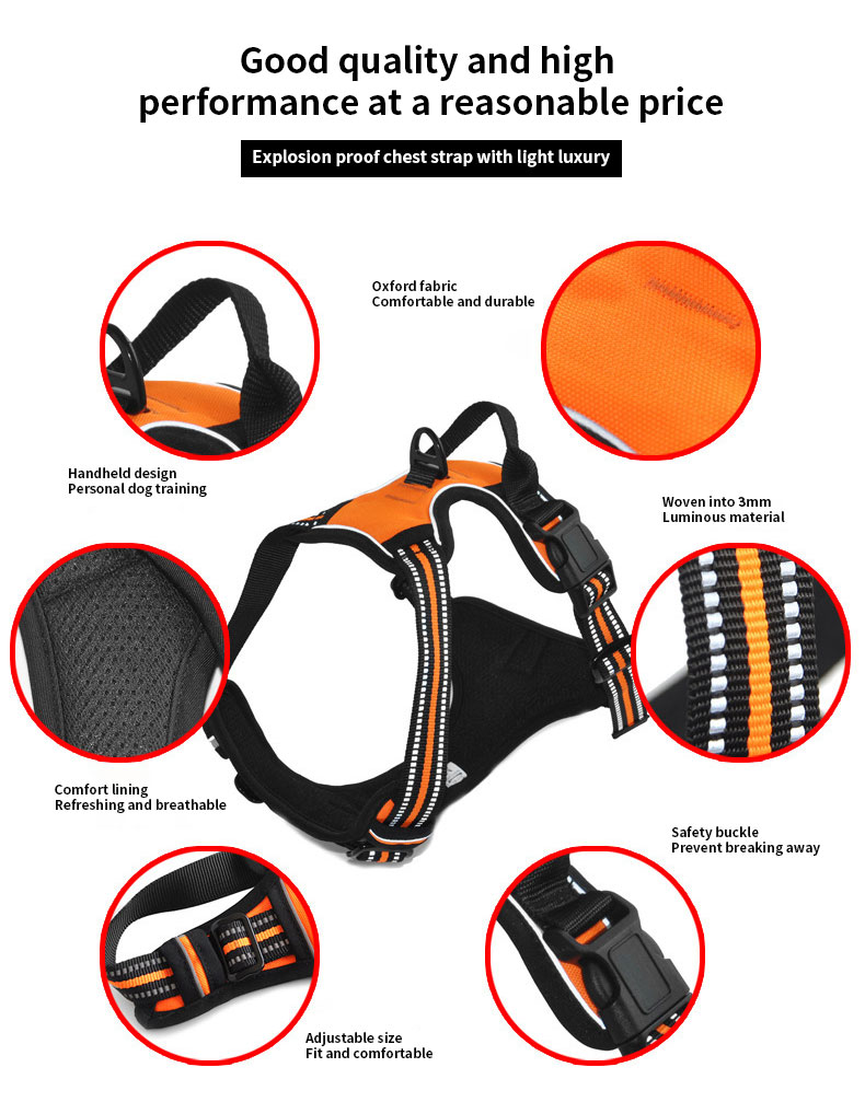 Neoprene Reflective Dog Harness Set No Pull Collar And Leash Custom Hi Vis Dog Harness