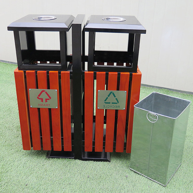 PS Wood 120L 240L 2 In 1 Waste Recycle Bin