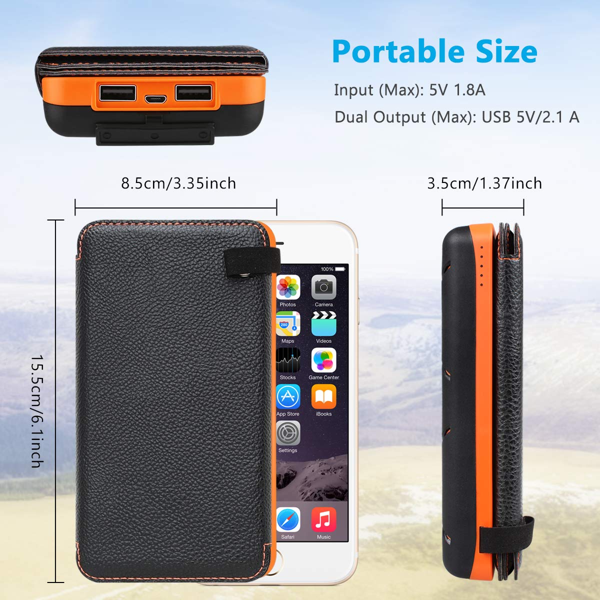 Water Proof Travel Solar Power Bank 20000mah Solar Charger For Mobile Phone