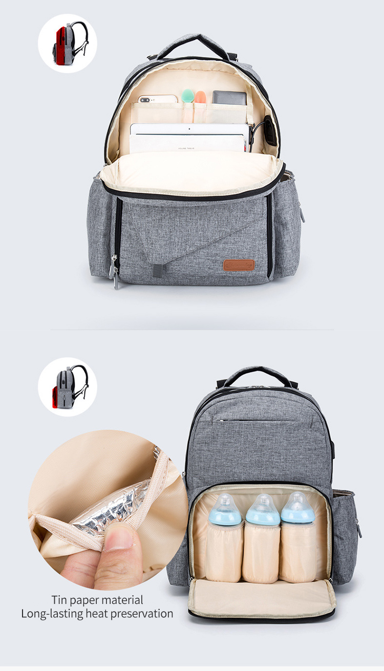 Maternity Diaper Bag Backpack With USB Interface 11.4*7.5*17.7inch