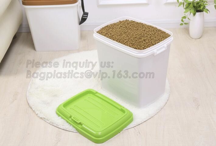 Dog Food Storage Container Large Airtight PET Food Container Measuring Cup 19lb/33qt Plastic Cat Dog Treat Containe