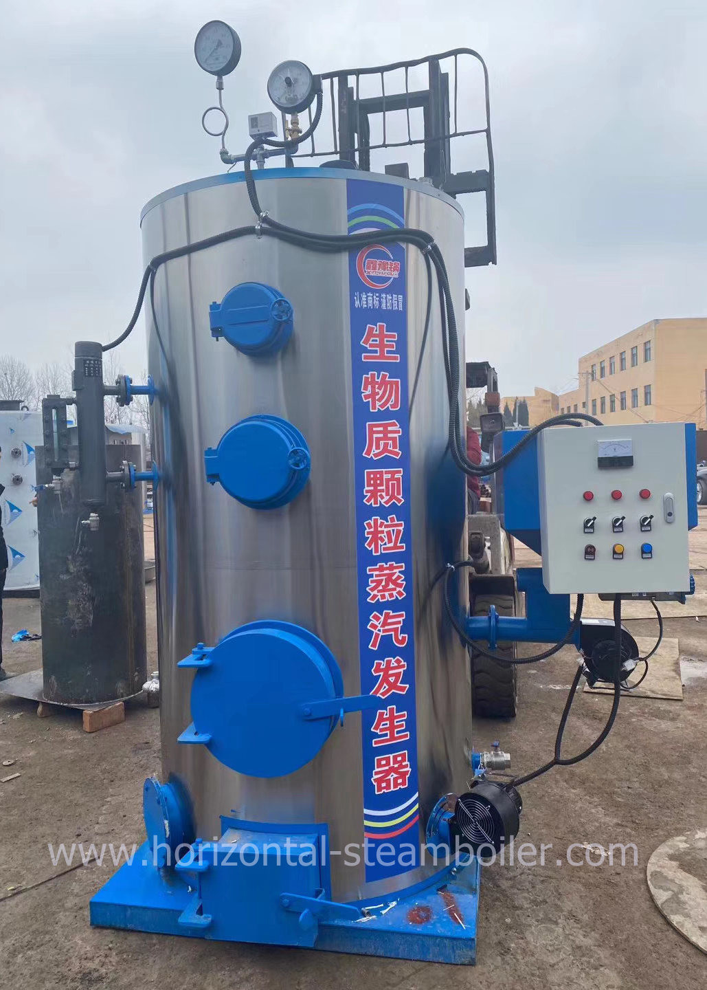 Solid Waste Fuel Fired Vertical Steam Boiler 0.3 Tons Biomass Wood Steam Generator