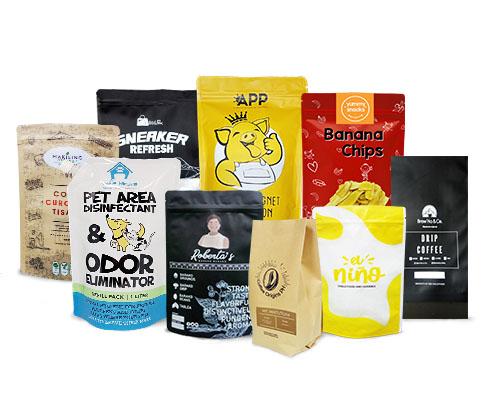 Snack Food Dried Fruit popcorn Kraft Paper Packaging Bag ODM 130x200+70mm
