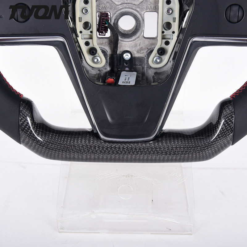 Flat Bottom Tesla Model S Steering Wheel Perforated Leather Carbon Fiber 2022 New