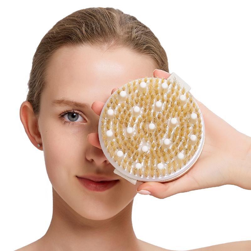 Natural Bristles Cellulite Exfoliating Body Smoother Dry Skin Bath Brush