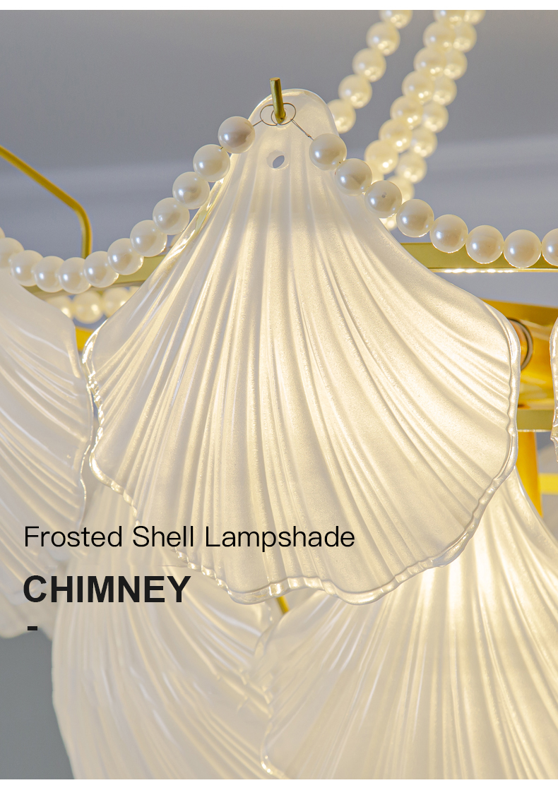 Modern Led Chandelier For Living Room Frosted Glass Luxury Shell Chandelier Lamp(WH-CY-247)