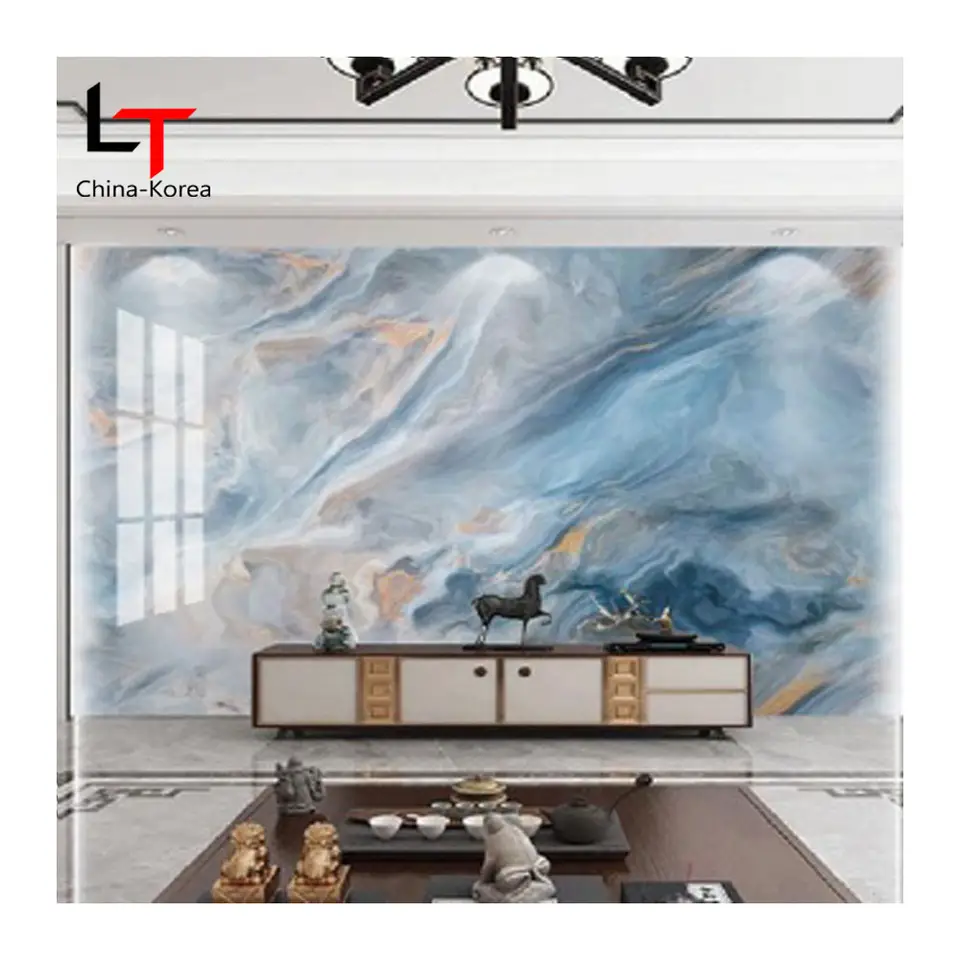 Multicoloured Marble Sheet for Flooring Shower Walls and Countertops Easy Cleaning