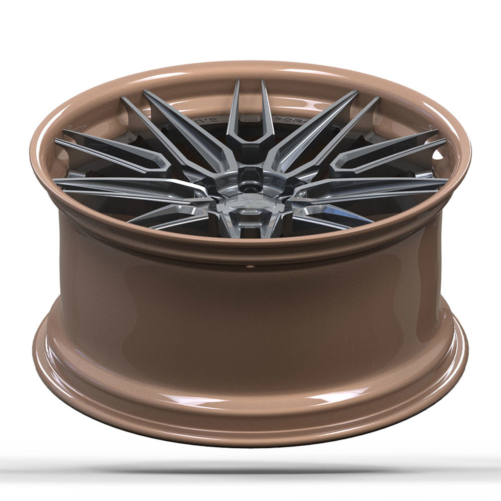 Gold Polished Center Brushed Face Monoblock Forged Wheels With FEA Anal