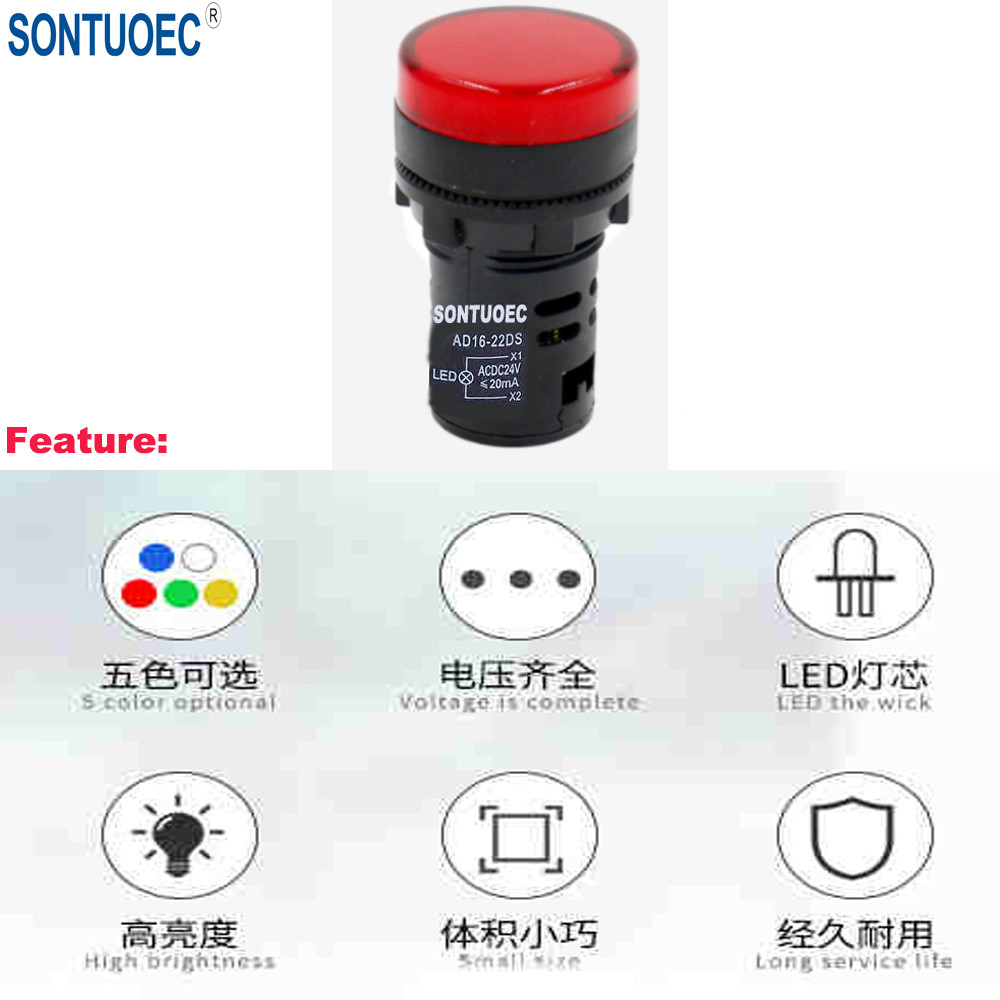 Colorful Panel Mount 22mm Pilot Led Indicator Light 220V