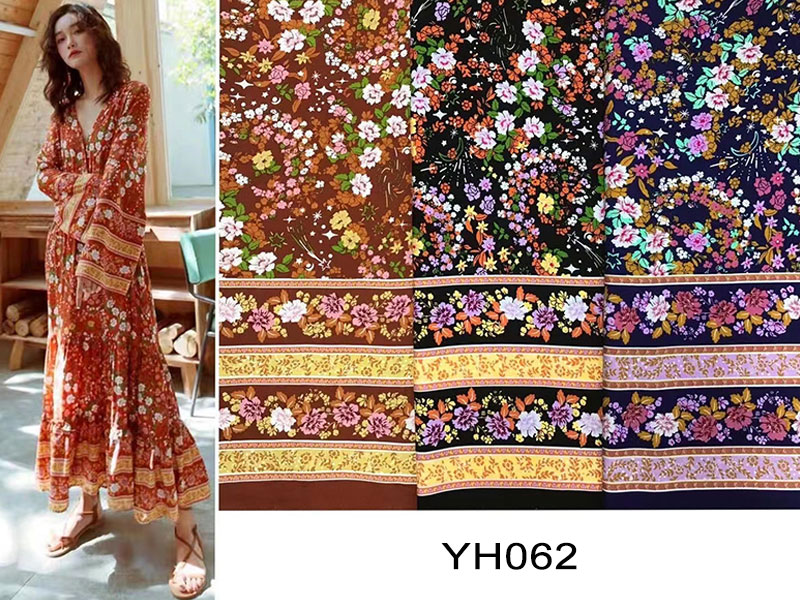 100-200gsm Floral Print Fabric For Dresses , Viscose Rayon Cloth Material