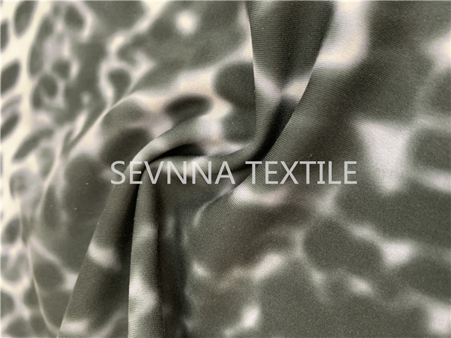 Stretch Grey Printed Thin Recycled Poly Lycra Fabric For Leggings