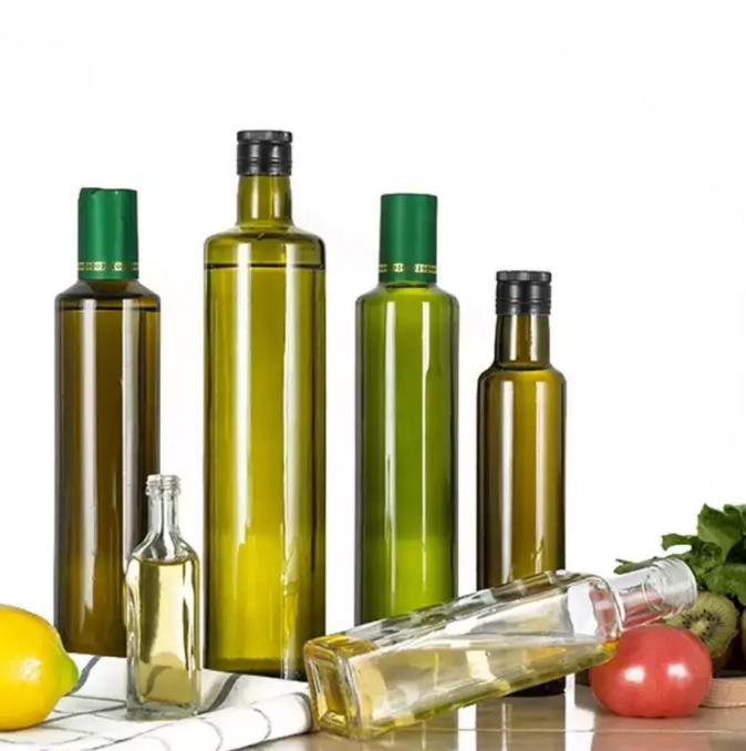 250ml 500ml Amy Green Empty Square Olive Oil Glass Bottles For Kitchen Body Material Glass