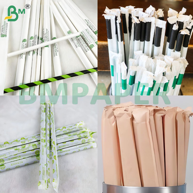 Recyclable White Food Grade Straw Packaging Paper Roll in 24/28 GSM