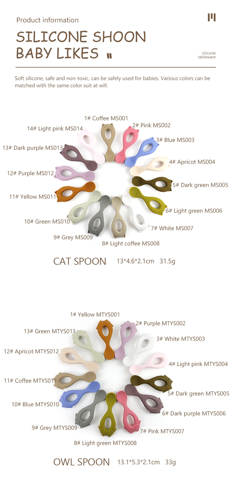 New Arrival Baby Spoon Food Grade Silicone Spoon With Toddler Eco Friendly Kids Feeding Baby Animal Style Silicone Spoon