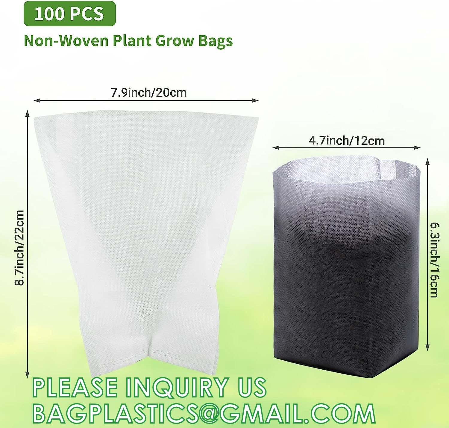 Nursery Growing Bags Large, 7.8x8.6 inches Biodegradable Fabric Seedling Grow Bag, Seed Starting Pots Pouches