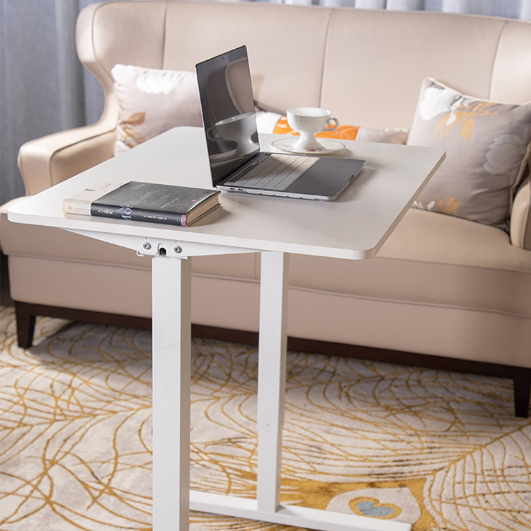 White Wood Style Panel Custom Mechanical Lifting Desk for Bedside or Coffee Table