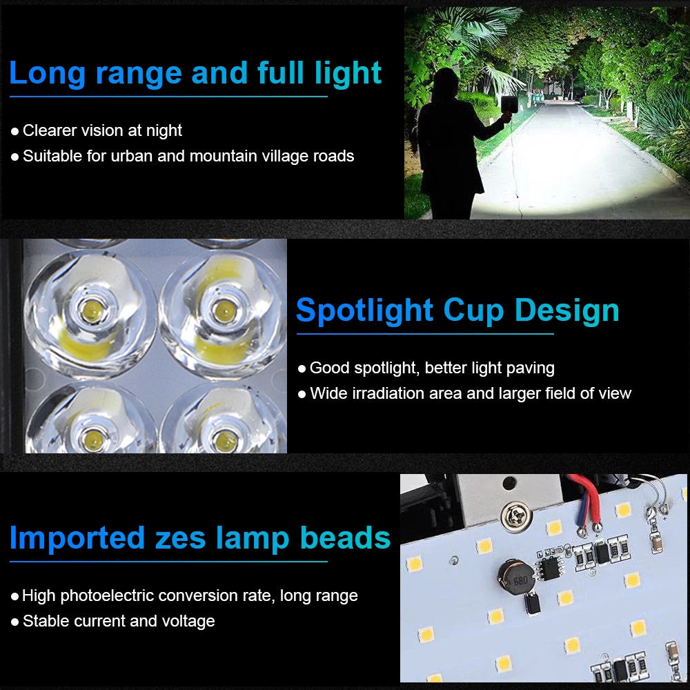 Rectangle 15 Beam Plastic Red Blue White LED Spotlight For Motorcycle