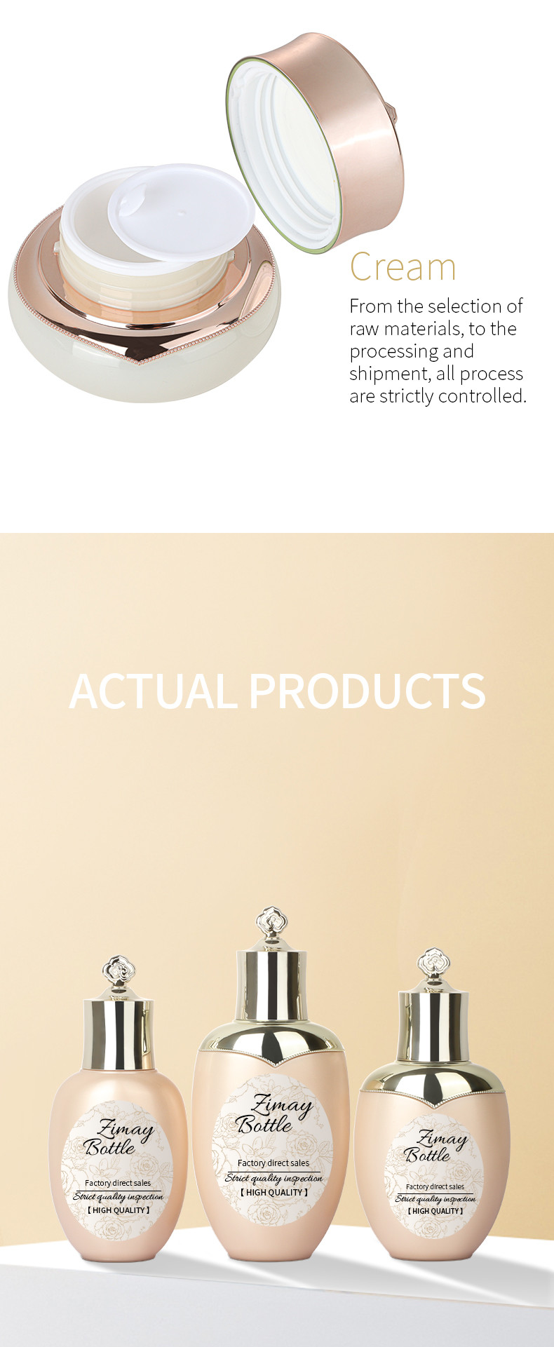 Luxury Gold Unique 50ml Face Cream Jar 100ml 120ml 150ml Toner Lotion Bottle Skincare Suit Packaging