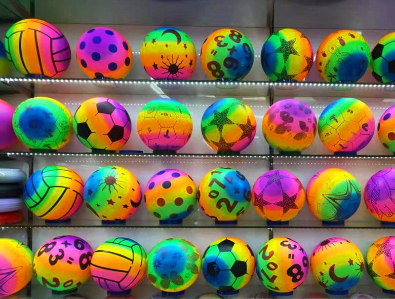Toy Market 10" Neon Rainbow Ball with Keyring Customized LOGO