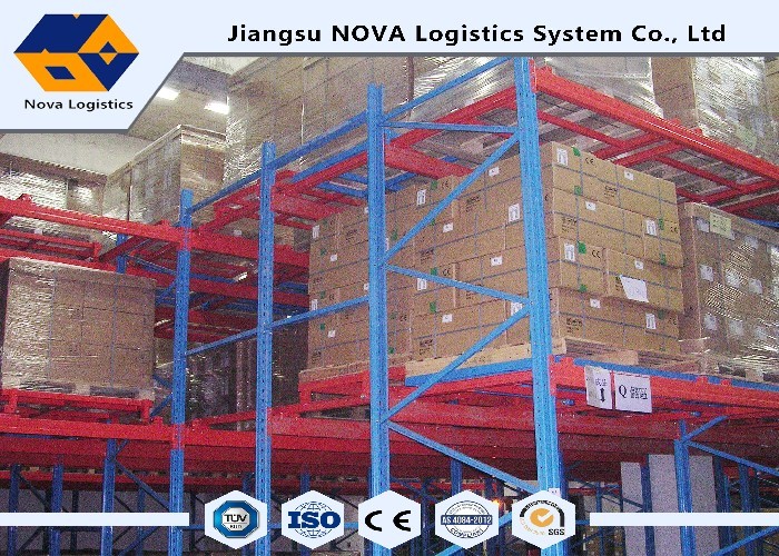 Last Out Conventional Push Back Pallet Racking With Araldite Static Powder Coating