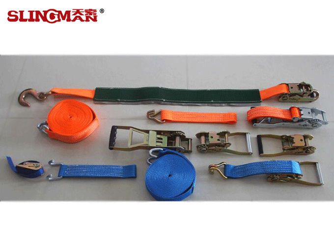 Adjustable Cargo Ratchet Tie Down Straps , Load Securing Strap With Ratchet