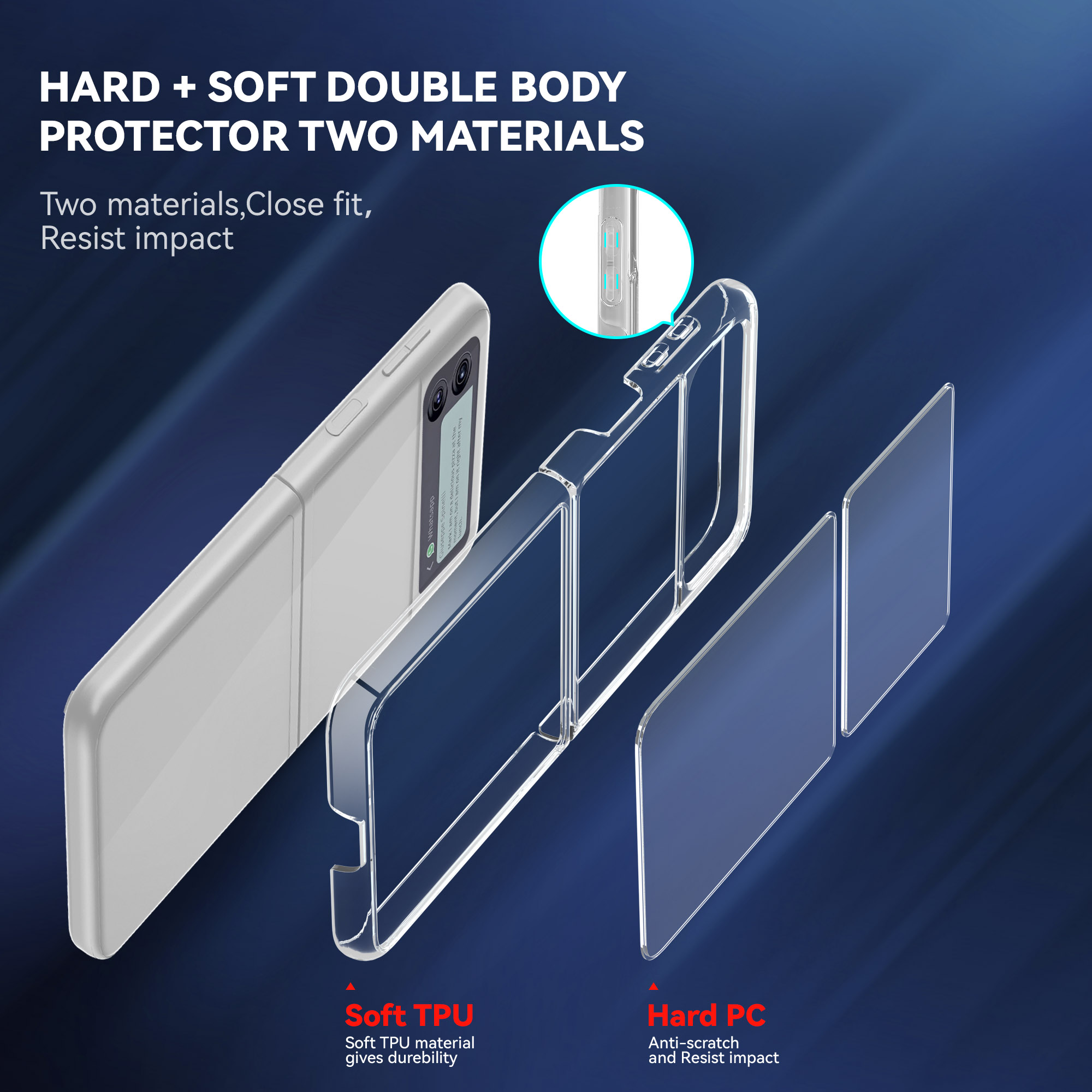 Wireless Charge Supported Customize Phone Cover For Samsung Galaxy Z Flip 3 Transparent Cover
