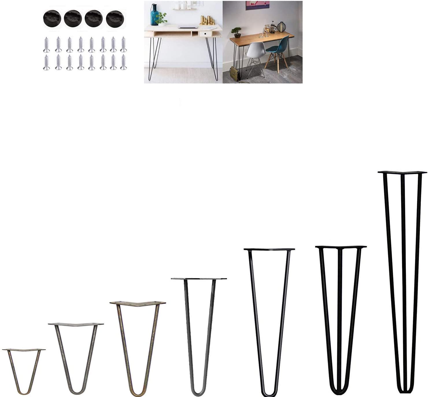 Sturdy Hairpin Coffee Table Legs with Screws and Hairpin Leg Protector Morden Style