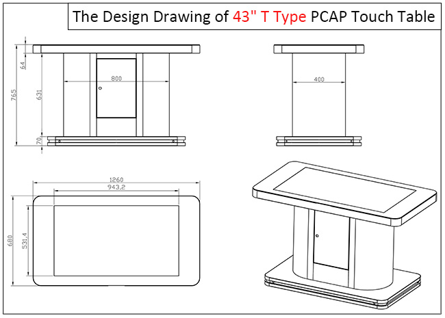 T-shaped Lcd Interactive Restaurant Smart Home Products Android Touch Screen Multi-function Table Computer