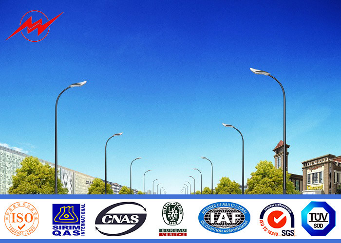 ISO Approval 5-20m Bent Street Lighting Poles In RAL Standard Color