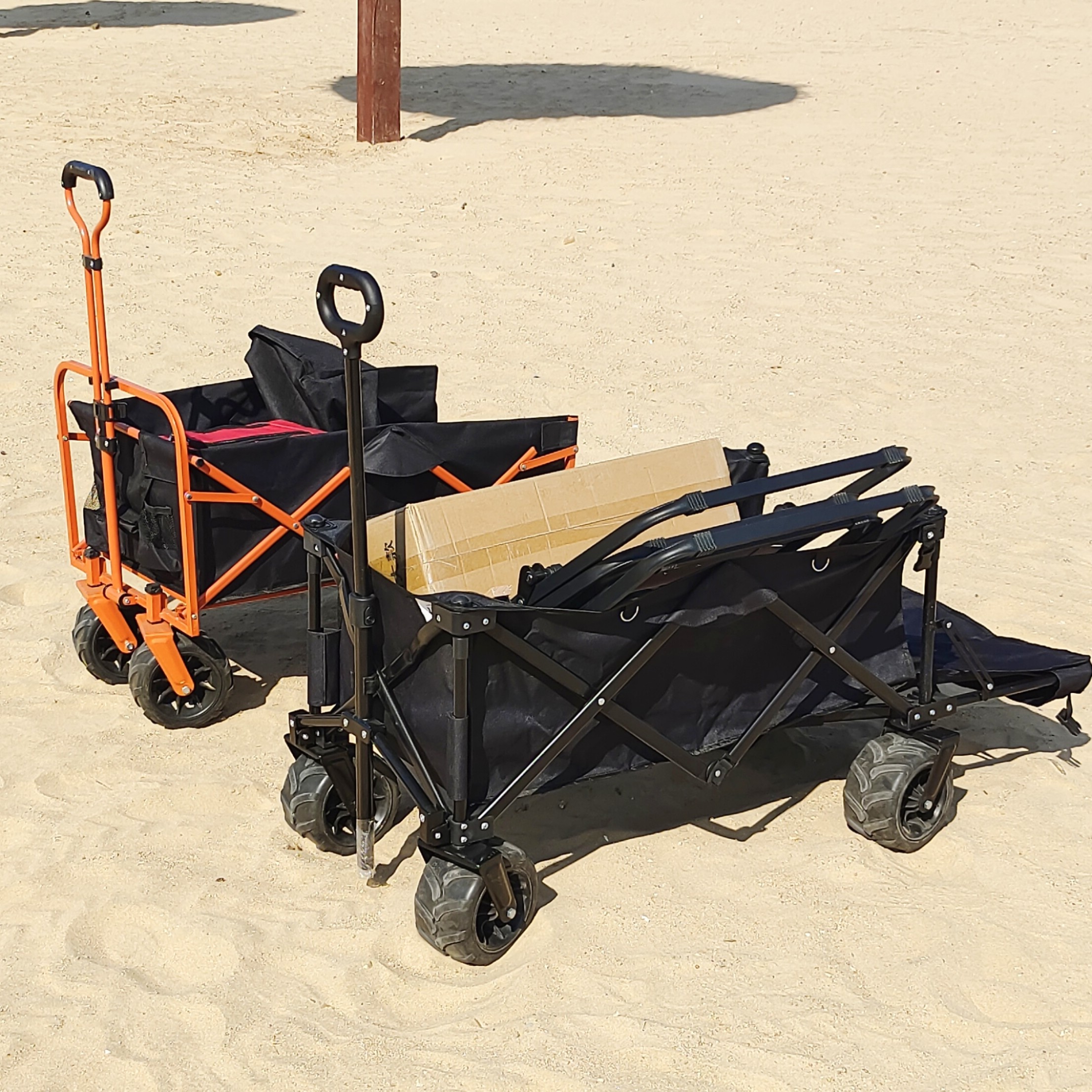 Wide Wheel Beach Folding Wagon Cart Rear Opening Design General Purpose