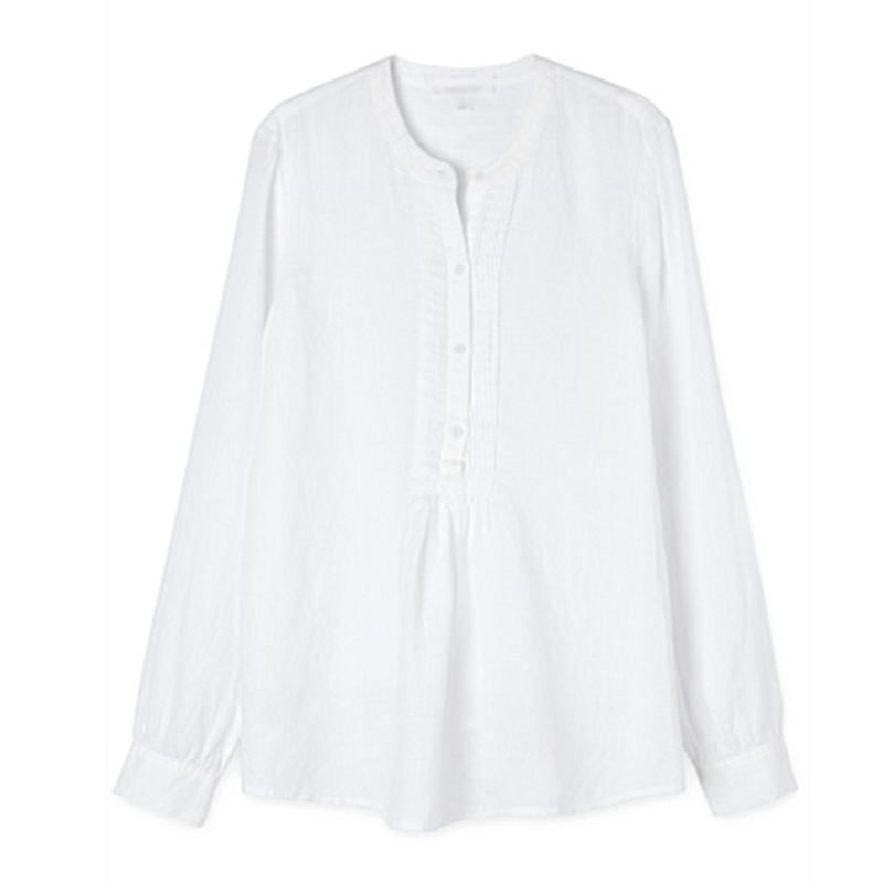Simple White Pure Muslimah Linen Blouse Women Ladies