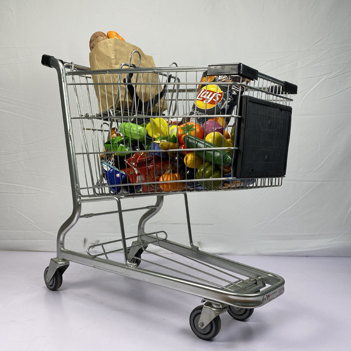 Customizable Logo Steel Shopping Cart 125L Supermarket Shopping Trolley Cart