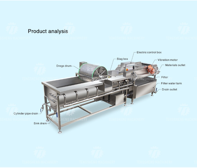 1000KG/H Automatic eddy current washing machine Fruit and vegetable vortex bubble cleaning vibration drainer