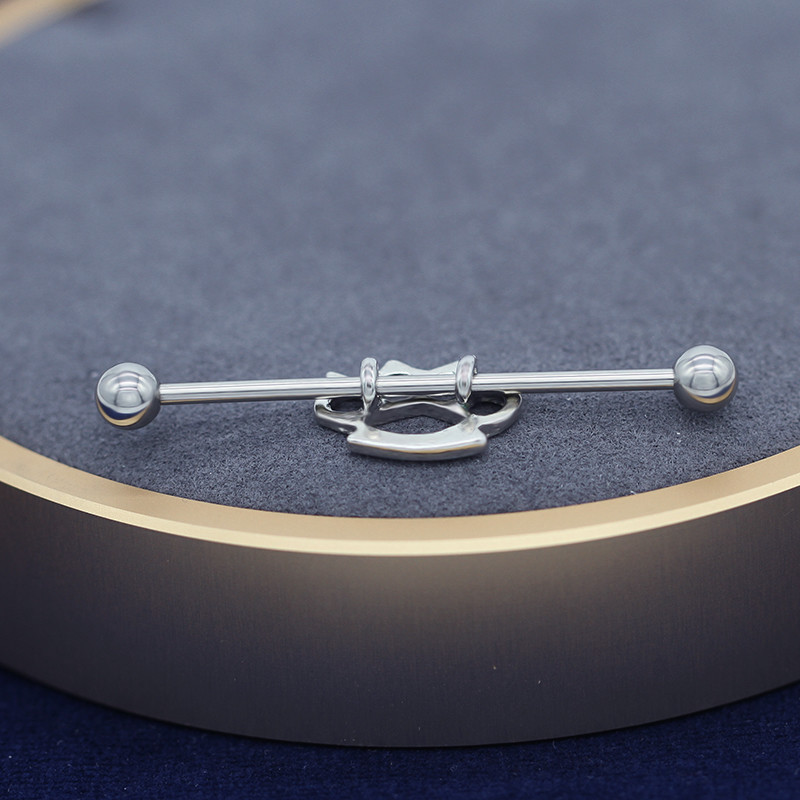 Unique 14 Gauge Industrial Piercing Jewelry Stainless Steel 316 Golden Moon