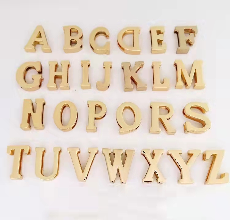 Tearproof Handbag Purse Metal Letter Tags Gold Eco Friendly