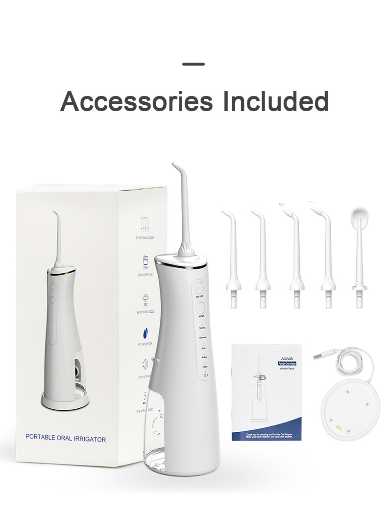 Travel 250ml Smart Rechargeable Oral Irrigator IPX7 Waterproof
