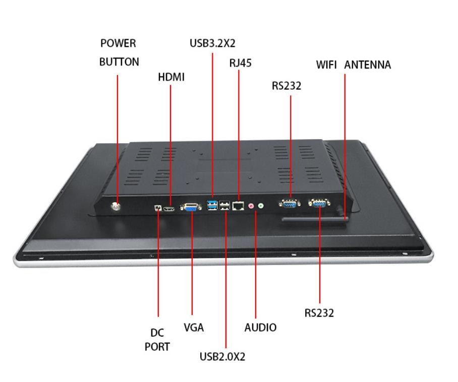 Industrial Wall Mounted Integrated 23.6 Inch LCD LED USB Touch Screen Monitor Display