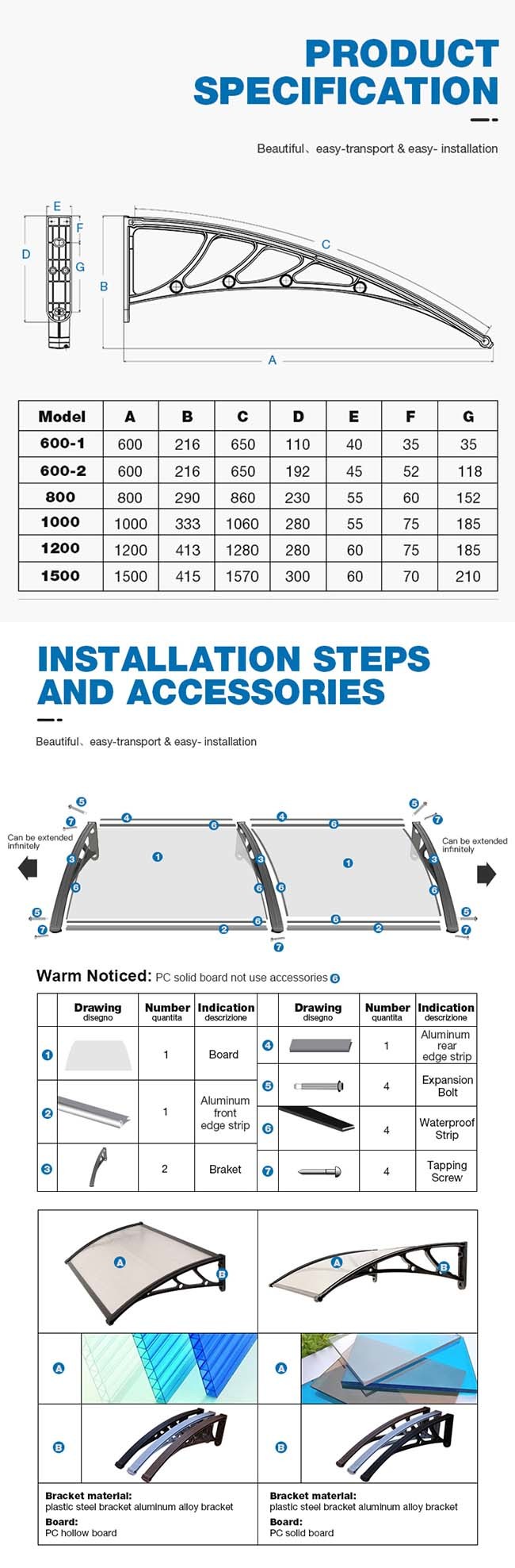 Awnings 20mm 800*1000mm Polycarbonate Solid Sheet