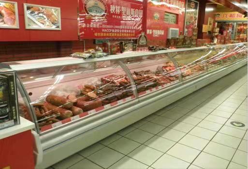 2m 5m Meat Display Chiller With Stainless Steel Cabinet For Butchery Store
