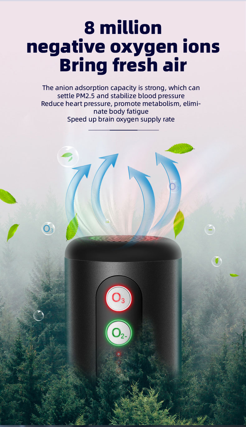 Homefish OEM Car Air Purifier UV Ozone New Ionic Portable Ionizer Ozone Generator Air Purifier for Car Usb Home Appliances