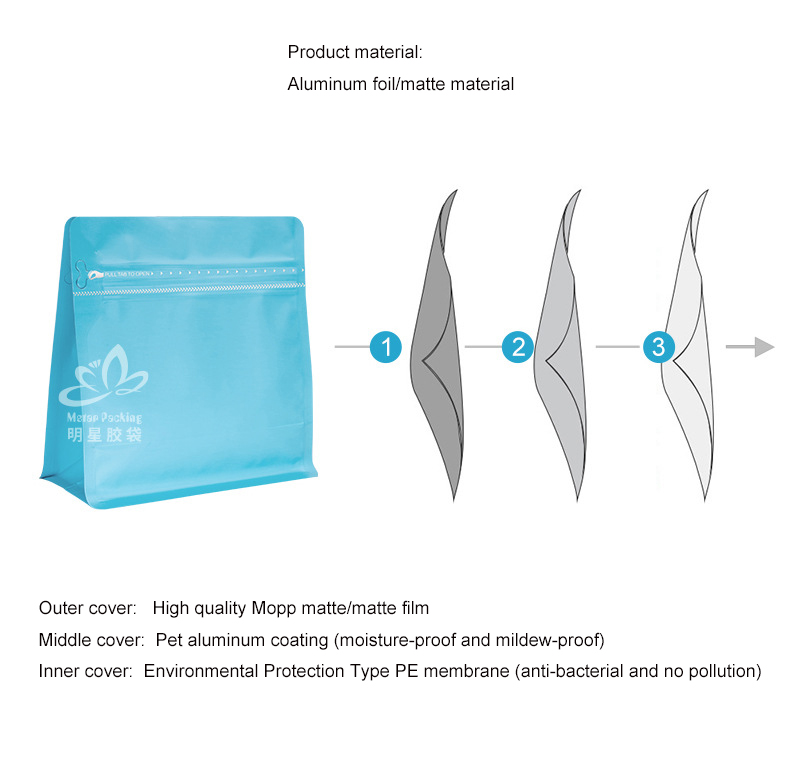 Pure Custom Printed Product LDPE Coffee Beans Packaging Bag for Other Food Tea Bag Nuts